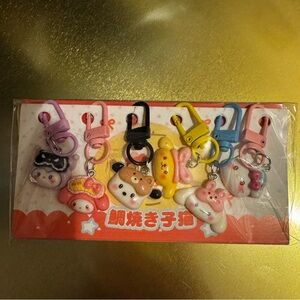 Set of 6 Sanrio themed keychains